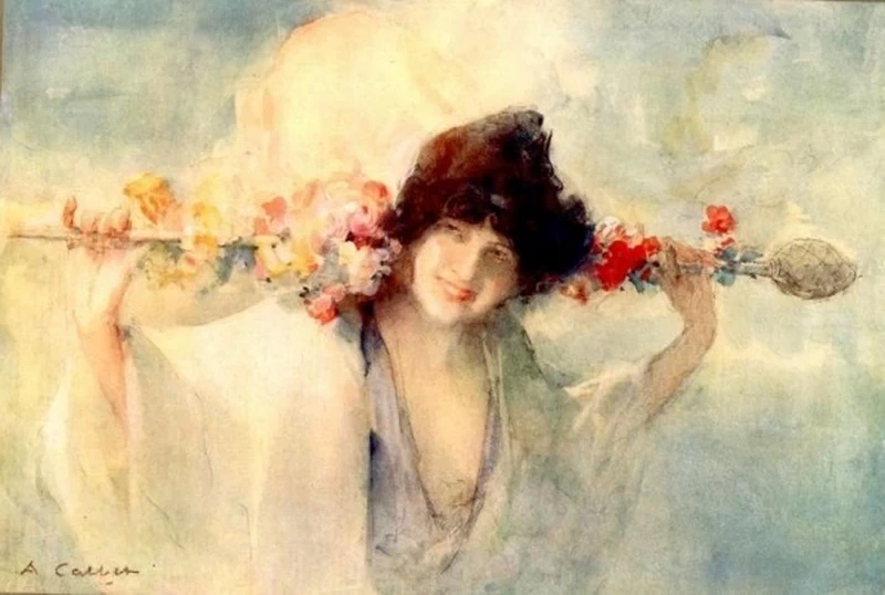 Donna con ramo fiorito